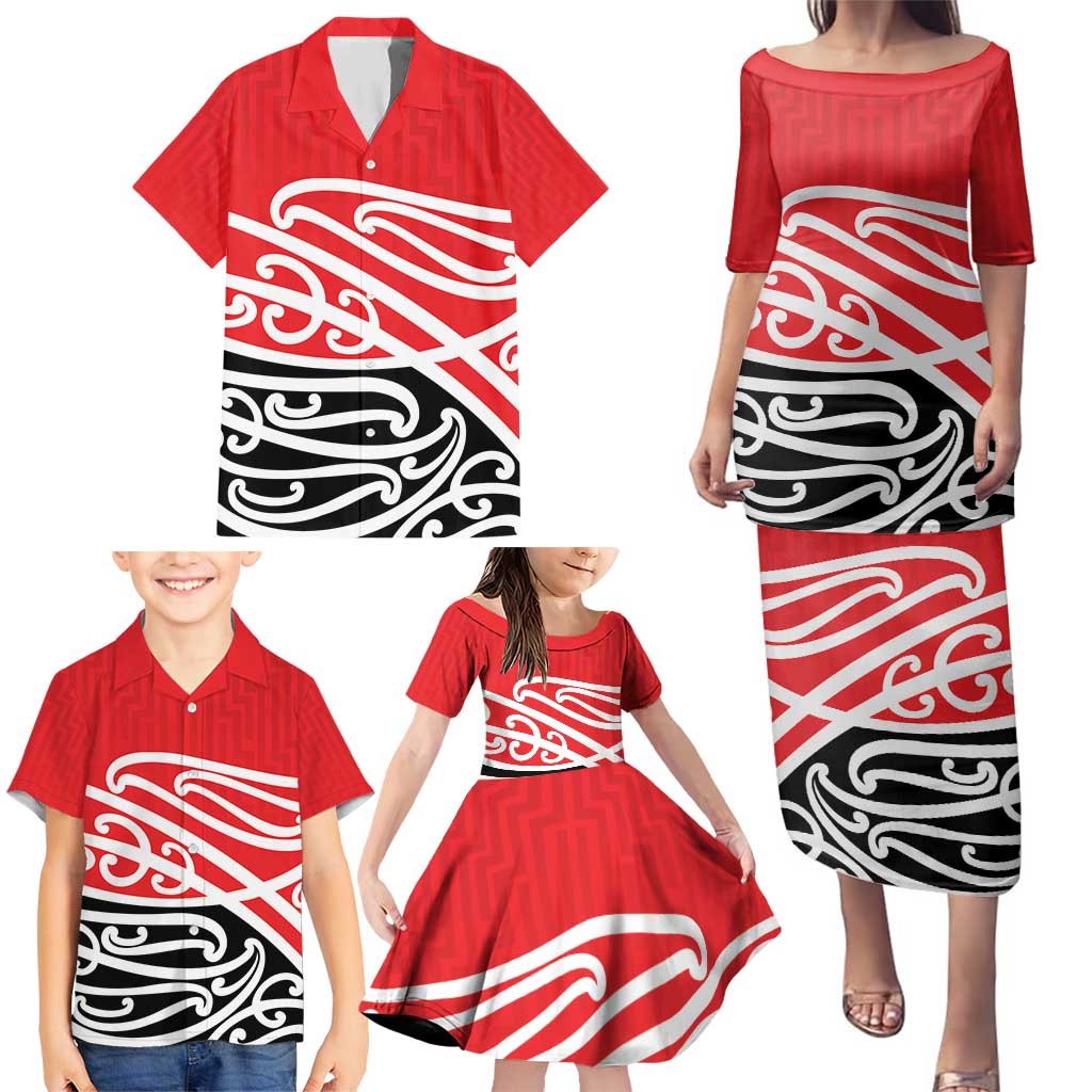 All Red New Zealand Kowhai Ngutukak Family Matching Puletasi and Hawaiian Shirt LT9 - Polynesian Pride