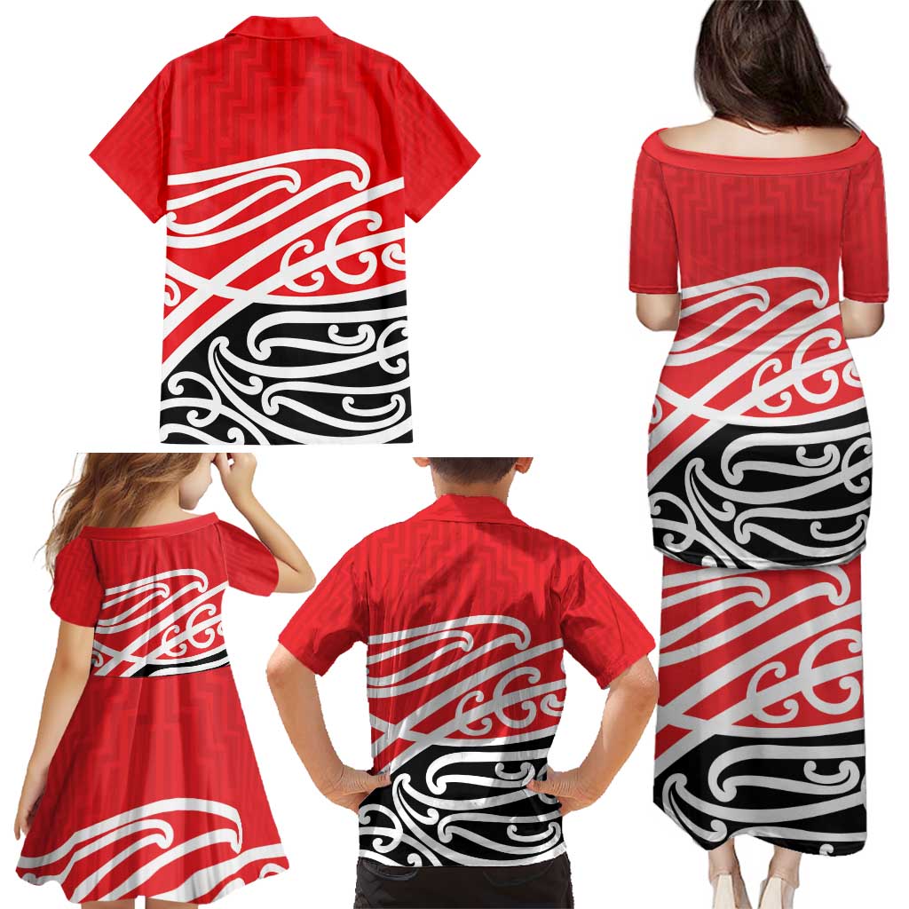 All Red New Zealand Kowhai Ngutukak Family Matching Puletasi and Hawaiian Shirt LT9 - Polynesian Pride
