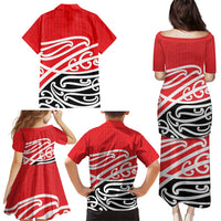 All Red New Zealand Kowhai Ngutukak Family Matching Puletasi and Hawaiian Shirt LT9 - Polynesian Pride