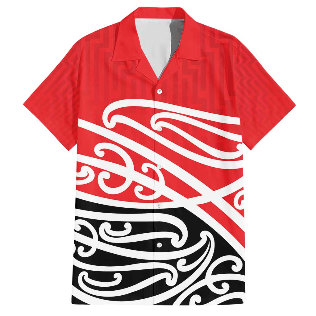 All Red New Zealand Kowhai Ngutukak Family Matching Short Sleeve Bodycon Dress and Hawaiian Shirt LT9 Dad's Shirt - Short Sleeve Red - Polynesian Pride