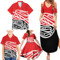 All Red New Zealand Kowhai Ngutukak Family Matching Summer Maxi Dress and Hawaiian Shirt LT9 - Polynesian Pride
