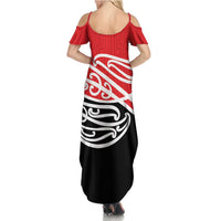 All Red New Zealand Kowhai Ngutukak Family Matching Summer Maxi Dress and Hawaiian Shirt LT9 - Polynesian Pride