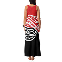 All Red New Zealand Kowhai Ngutukak Family Matching Tank Maxi Dress and Hawaiian Shirt LT9 - Polynesian Pride