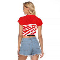 All Red New Zealand Kowhai Ngutukak Raglan Cropped T Shirt - Polynesian Pride