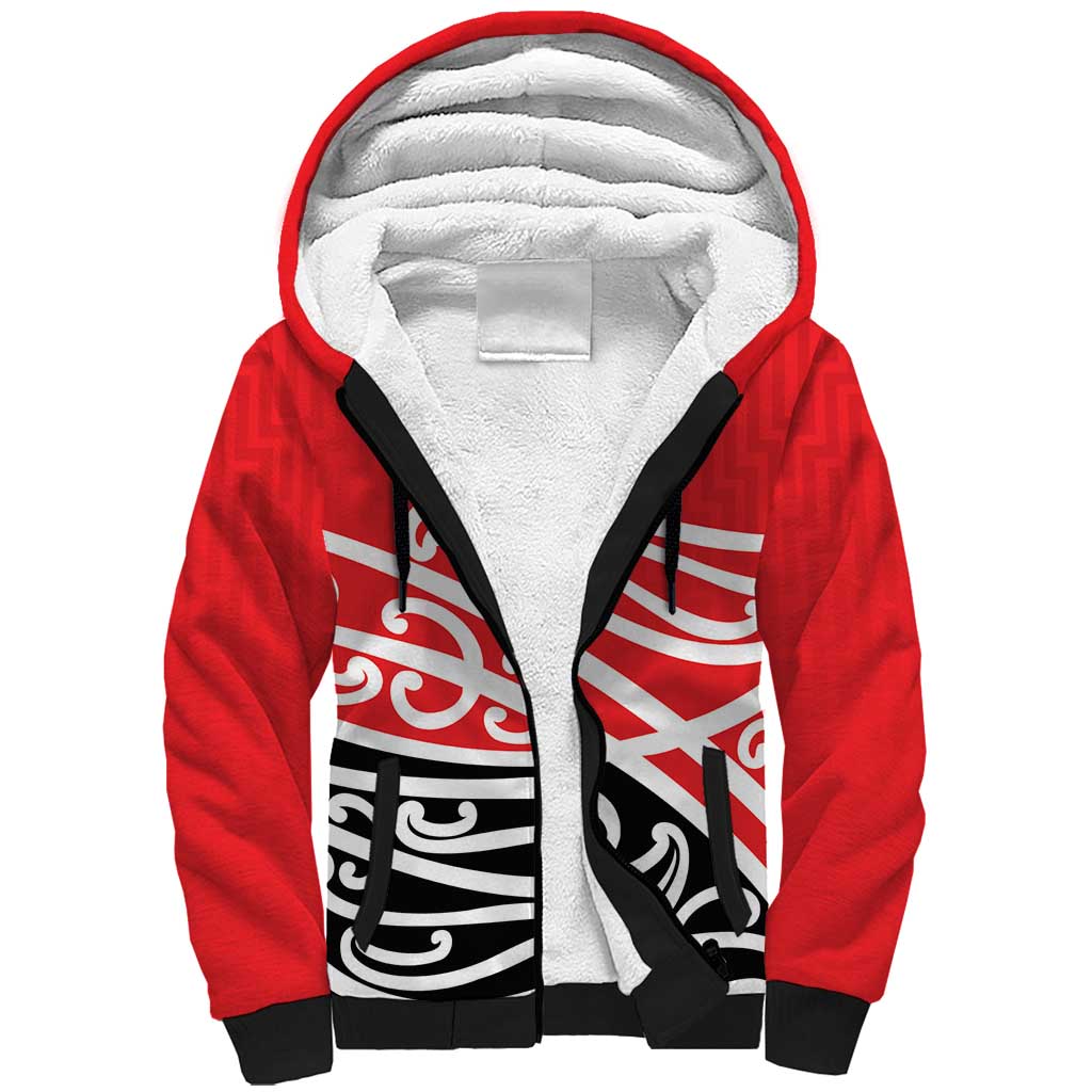All Red New Zealand Kowhai Ngutukak Sherpa Hoodie LT9 Unisex Red - Polynesian Pride