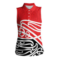 All Red New Zealand Kowhai Ngutukak Women Sleeveless Polo Shirt LT9 Female Red - Polynesian Pride