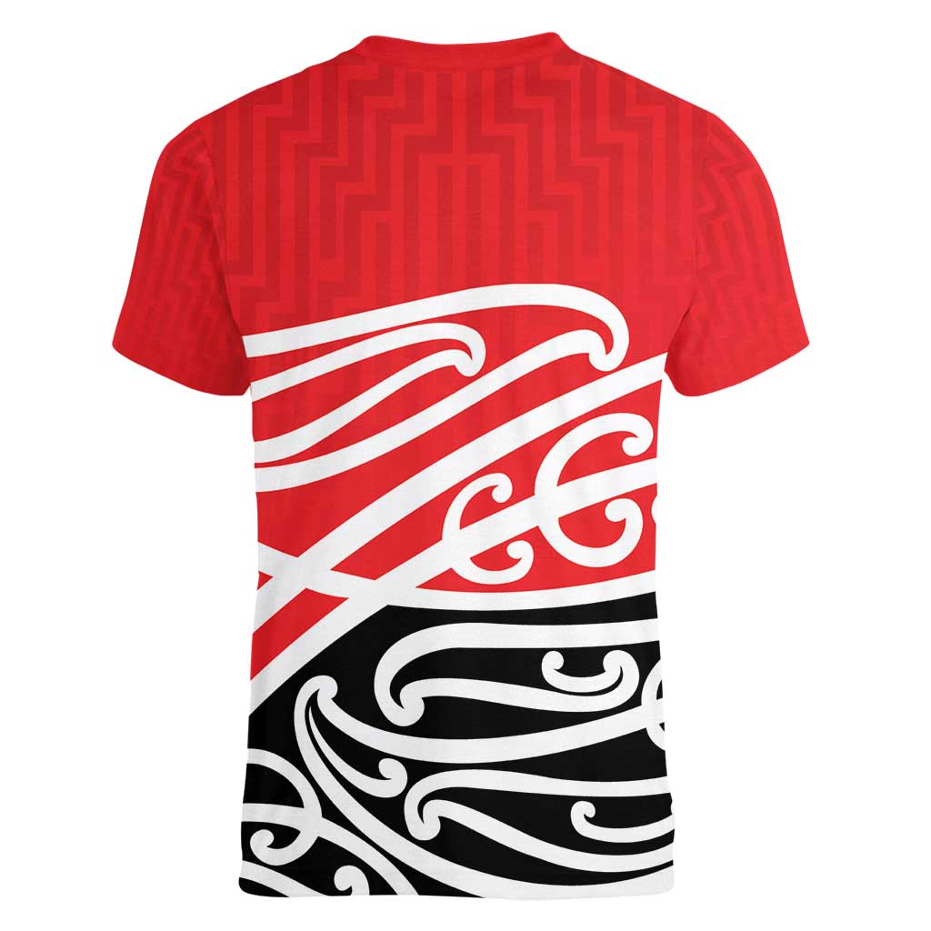 All Red New Zealand Kowhai Ngutukak Women V-Neck T-Shirt LT9 - Polynesian Pride