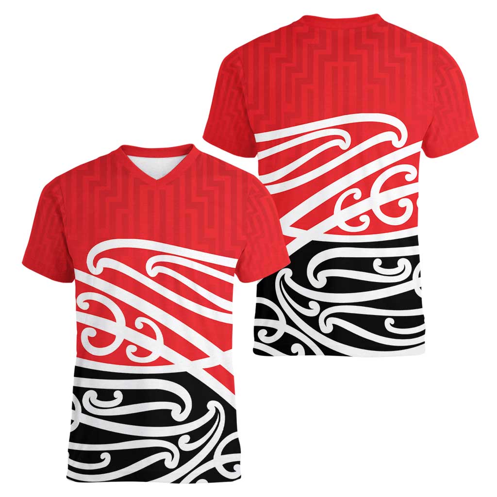 All Red New Zealand Kowhai Ngutukak Women V-Neck T-Shirt LT9 - Polynesian Pride