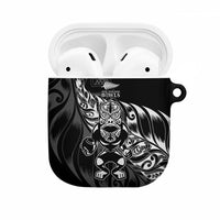 New Zealand Lawn Bowls AirPods Case Black Maori Warrior Tribal Silver Fern LT9 Black - Polynesian Pride