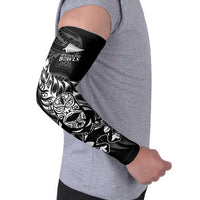 New Zealand Lawn Bowls Custom Arm Sleeves Black Maori Warrior Tribal Silver Fern LT9 - Polynesian Pride