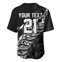 New Zealand Lawn Bowls Custom Baseball Jersey Black Maori Warrior Tribal Silver Fern LT9 - Polynesian Pride