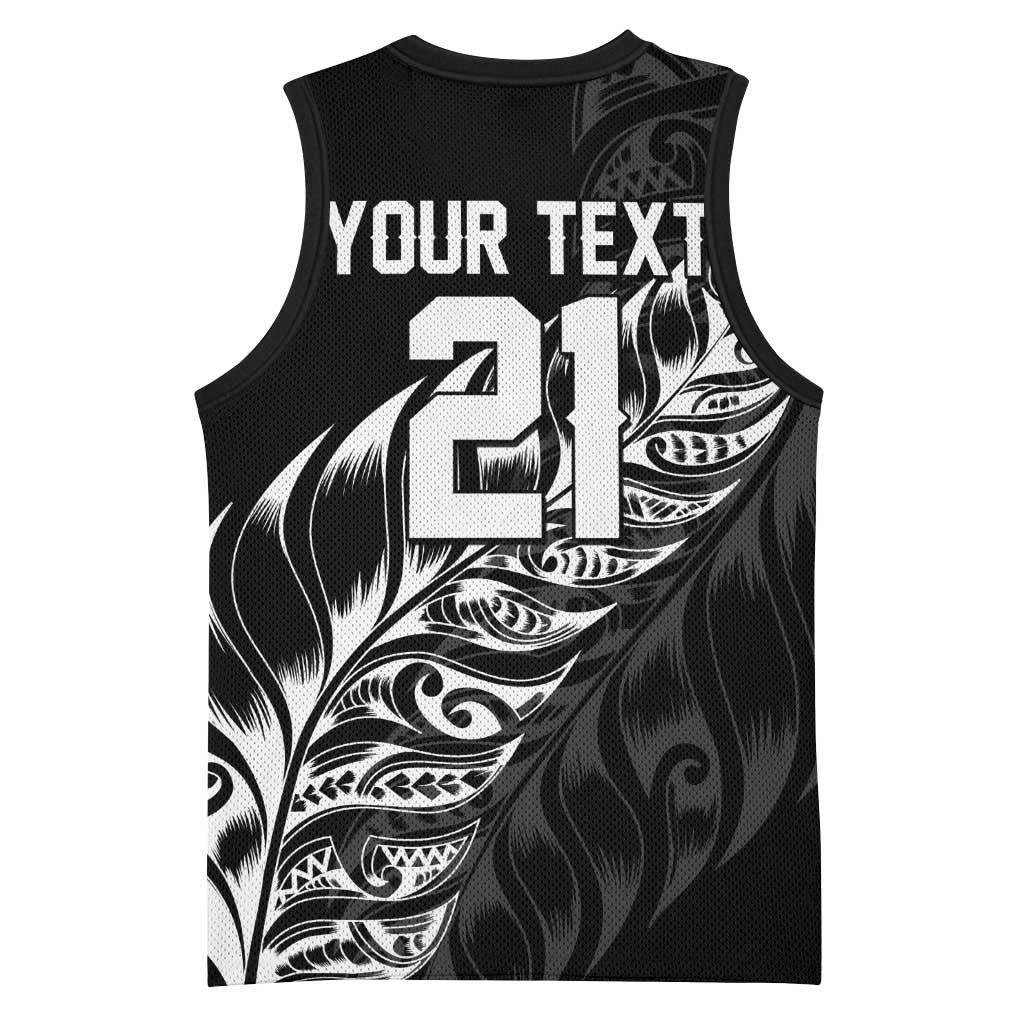 New Zealand Lawn Bowls Custom Basketball Jersey Black Maori Warrior Tribal Silver Fern LT9 - Polynesian Pride