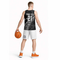 New Zealand Lawn Bowls Custom Basketball Jersey Black Maori Warrior Tribal Silver Fern LT9 - Polynesian Pride