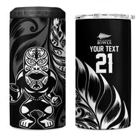 New Zealand Lawn Bowls Custom 4 in 1 Can Cooler Tumbler Black Maori Warrior Tribal Silver Fern LT9 One Size: 16 oz Black - Polynesian Pride