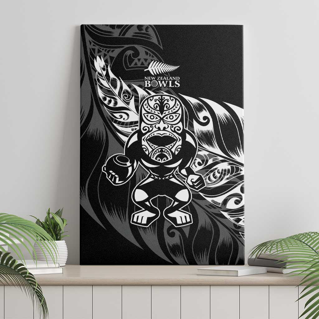 New Zealand Lawn Bowls Canvas Wall Art Black Maori Warrior Tribal Silver Fern LT9 - Polynesian Pride