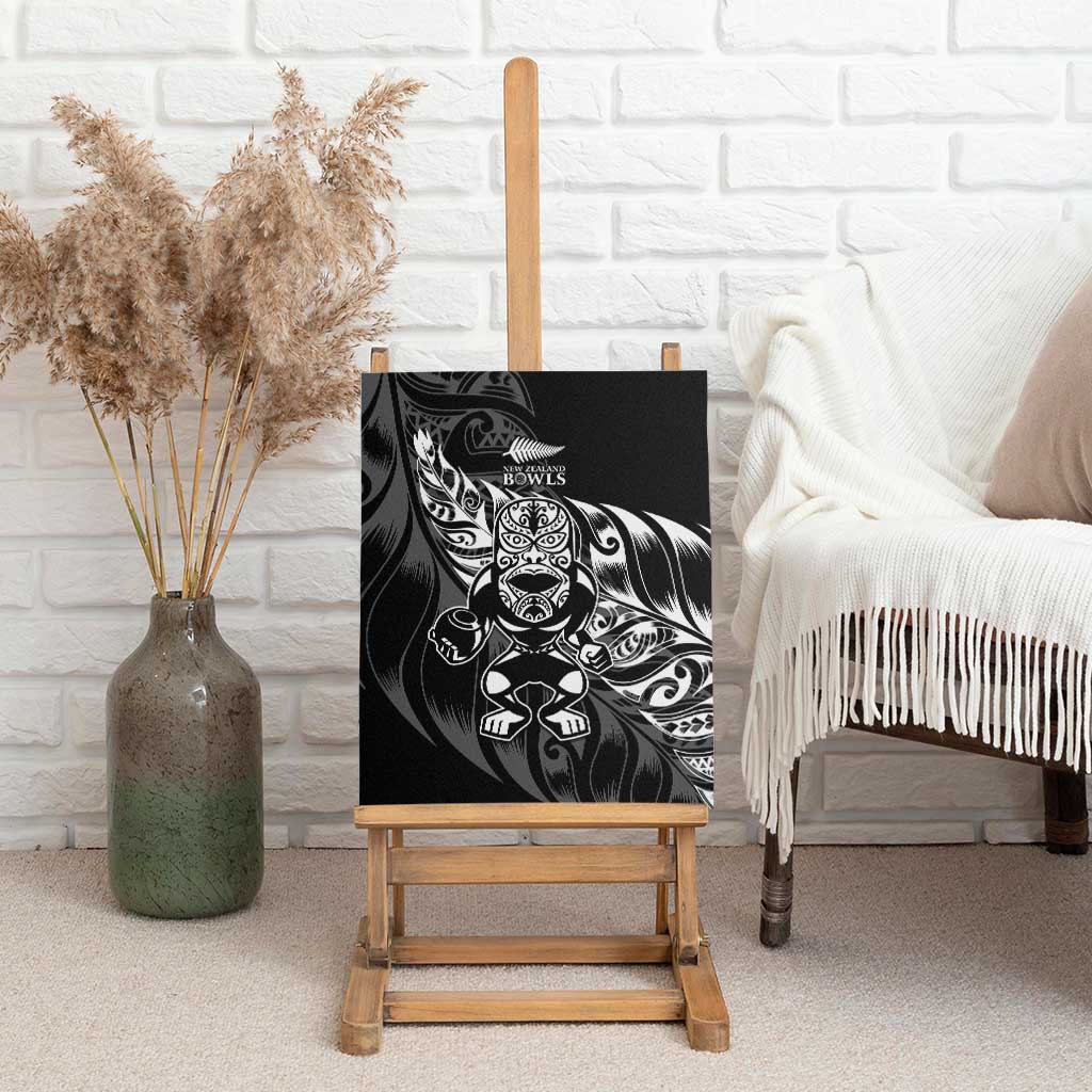 New Zealand Lawn Bowls Canvas Wall Art Black Maori Warrior Tribal Silver Fern LT9 - Polynesian Pride