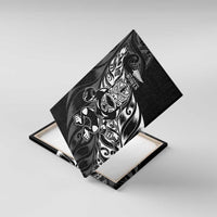 New Zealand Lawn Bowls Canvas Wall Art Black Maori Warrior Tribal Silver Fern LT9 With Frame Black - Polynesian Pride