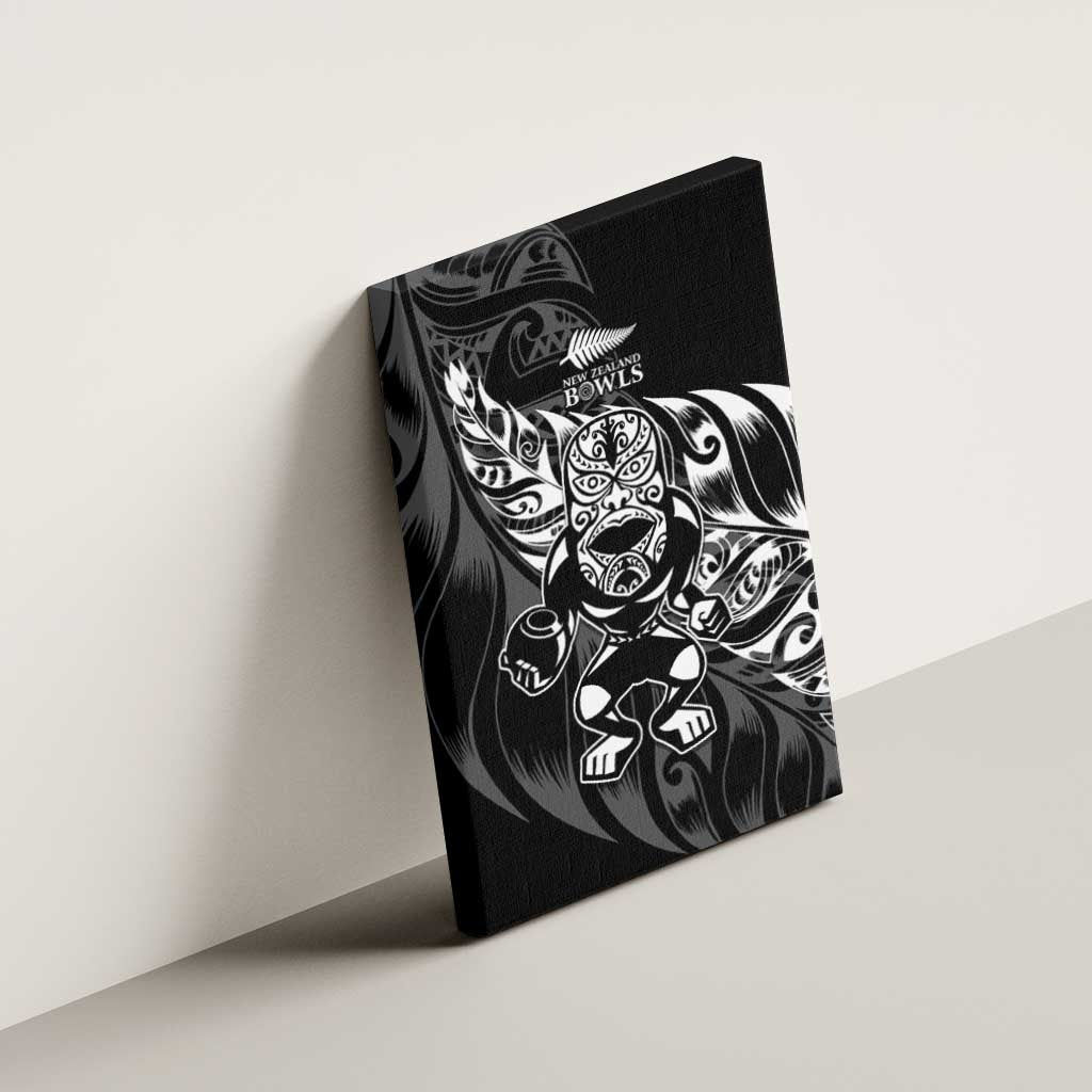 New Zealand Lawn Bowls Canvas Wall Art Black Maori Warrior Tribal Silver Fern LT9 - Polynesian Pride