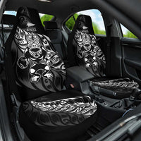 New Zealand Lawn Bowls Car Seat Cover Black Maori Warrior Tribal Silver Fern - Polynesian Pride
