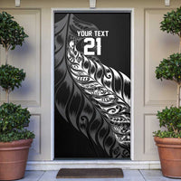 New Zealand Lawn Bowls Custom Door Cover Black Maori Warrior Tribal Silver Fern LT9 Black - Polynesian Pride
