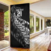 New Zealand Lawn Bowls Custom Door Cover Black Maori Warrior Tribal Silver Fern LT9 - Polynesian Pride