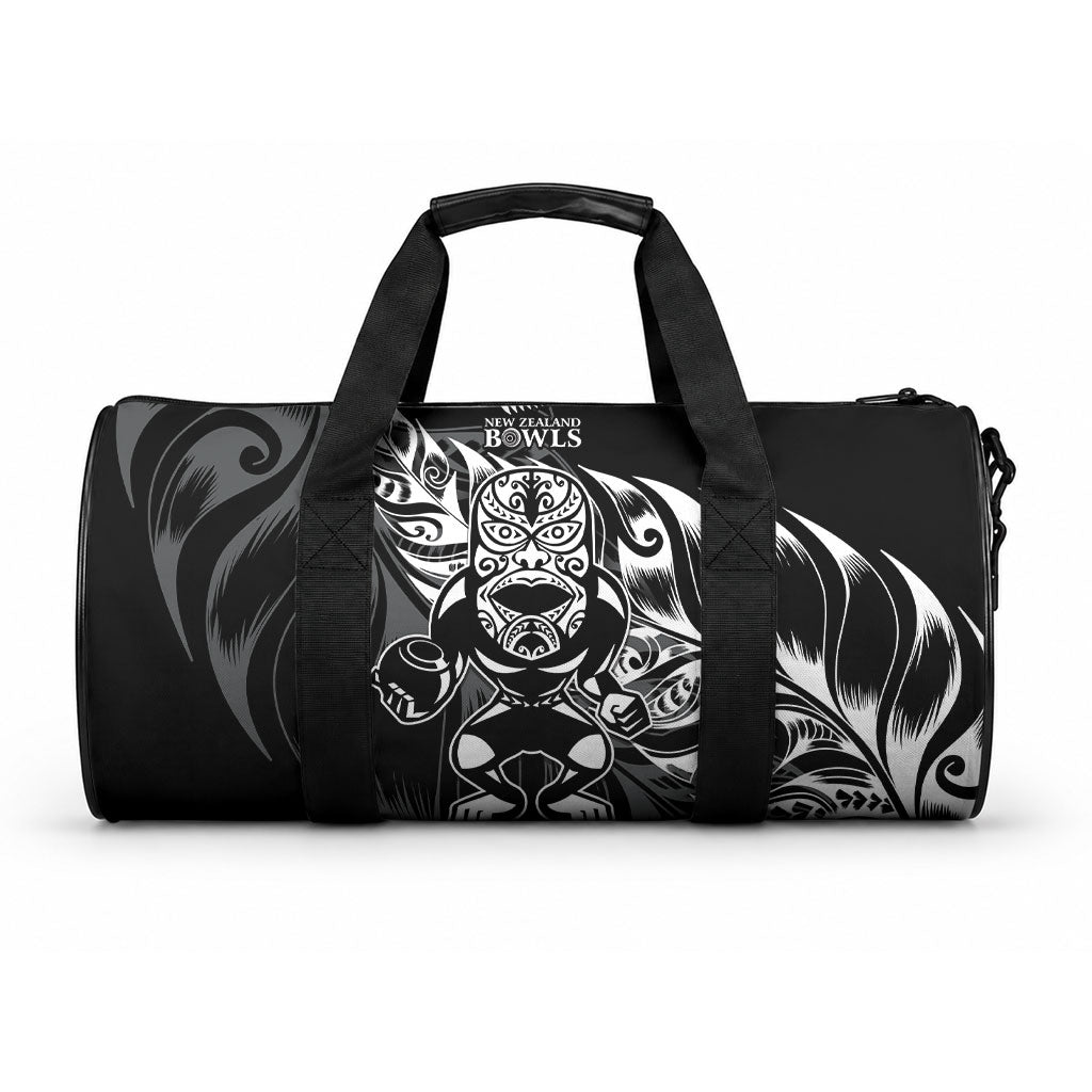 New Zealand Lawn Bowls Duffle Bag Black Maori Warrior Tribal Silver Fern LT9 One size Black - Polynesian Pride