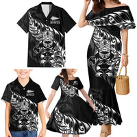 New Zealand Lawn Bowls Custom Family Matching Mermaid Dress and Hawaiian Shirt Black Maori Warrior Tribal Silver Fern LT9 - Polynesian Pride