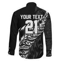 New Zealand Lawn Bowls Custom Family Matching Off The Shoulder Long Sleeve Dress and Hawaiian Shirt Black Maori Warrior Tribal Silver Fern LT9 - Polynesian Pride