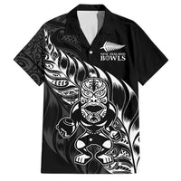 New Zealand Lawn Bowls Custom Family Matching Puletasi and Hawaiian Shirt Black Maori Warrior Tribal Silver Fern LT9 Dad's Shirt - Short Sleeve Black - Polynesian Pride