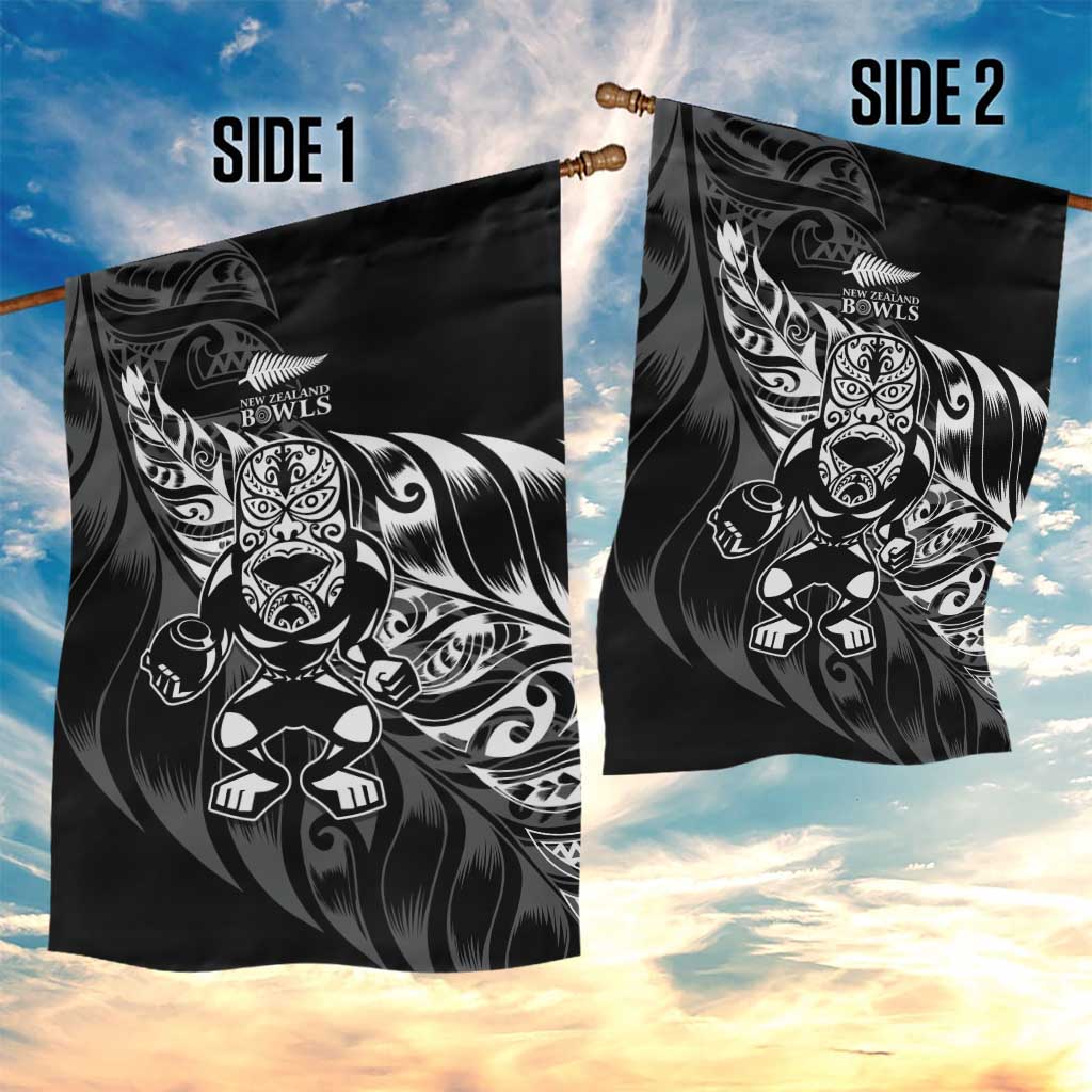 New Zealand Lawn Bowls Garden Flag Black Maori Warrior Tribal Silver Fern LT9 - Polynesian Pride