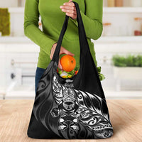 New Zealand Lawn Bowls Grocery Bag Black Maori Warrior Tribal Silver Fern LT9 - Polynesian Pride