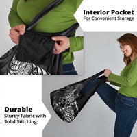 New Zealand Lawn Bowls Grocery Bag Black Maori Warrior Tribal Silver Fern LT9 - Polynesian Pride