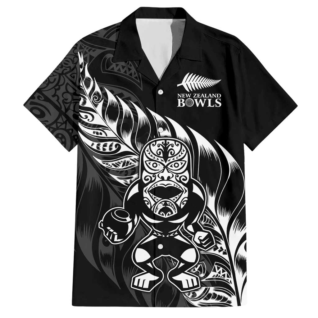 New Zealand Lawn Bowls Custom Hawaiian Shirt Black Maori Warrior Tribal Silver Fern LT9 Black - Polynesian Pride