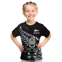 New Zealand Lawn Bowls Custom Kid T Shirt Black Maori Warrior Tribal Silver Fern LT9 Black - Polynesian Pride