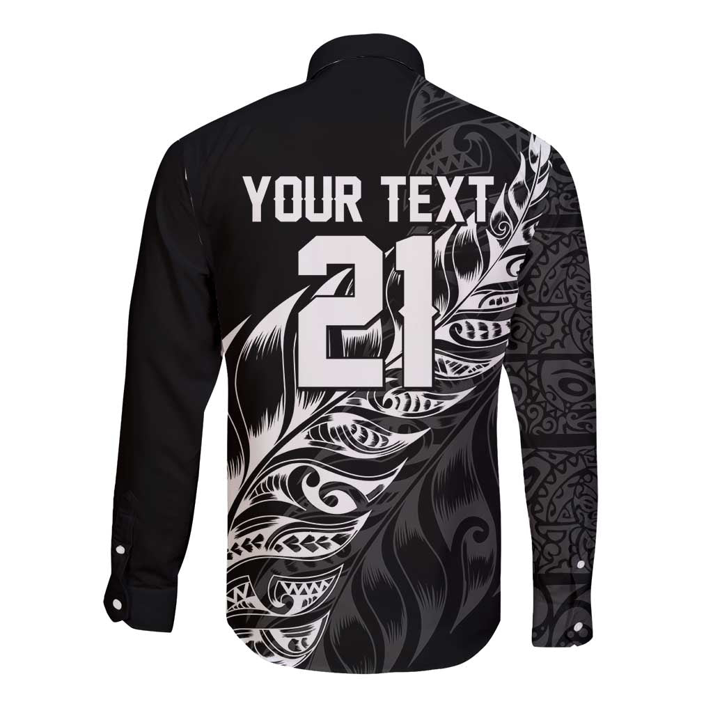 New Zealand Lawn Bowls Custom Long Sleeve Button Shirt Black Maori Warrior Tribal Silver Fern LT9 - Polynesian Pride