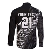 New Zealand Lawn Bowls Custom Long Sleeve Button Shirt Black Maori Warrior Tribal Silver Fern LT9 - Polynesian Pride