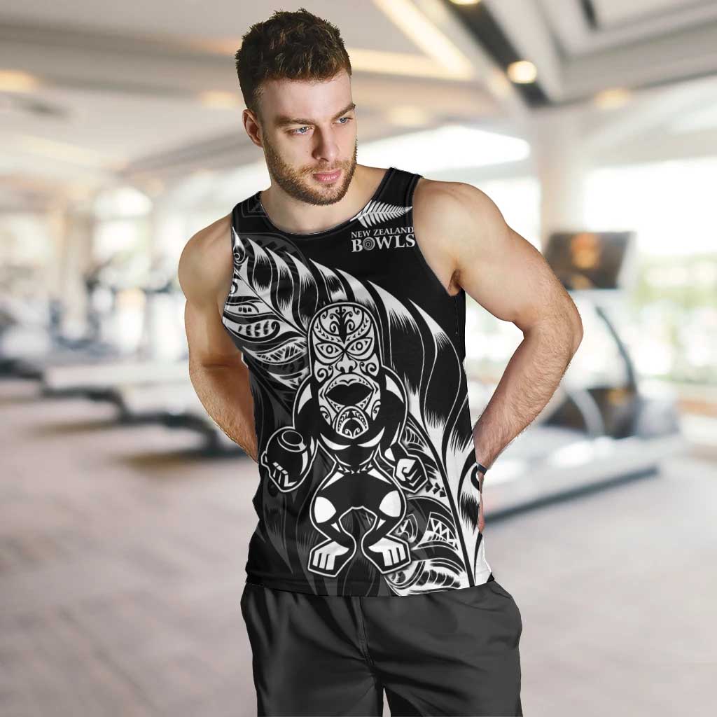 New Zealand Lawn Bowls Custom Men Tank Top Black Maori Warrior Tribal Silver Fern LT9 Black - Polynesian Pride