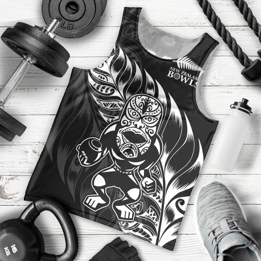 New Zealand Lawn Bowls Custom Men Tank Top Black Maori Warrior Tribal Silver Fern LT9 - Polynesian Pride