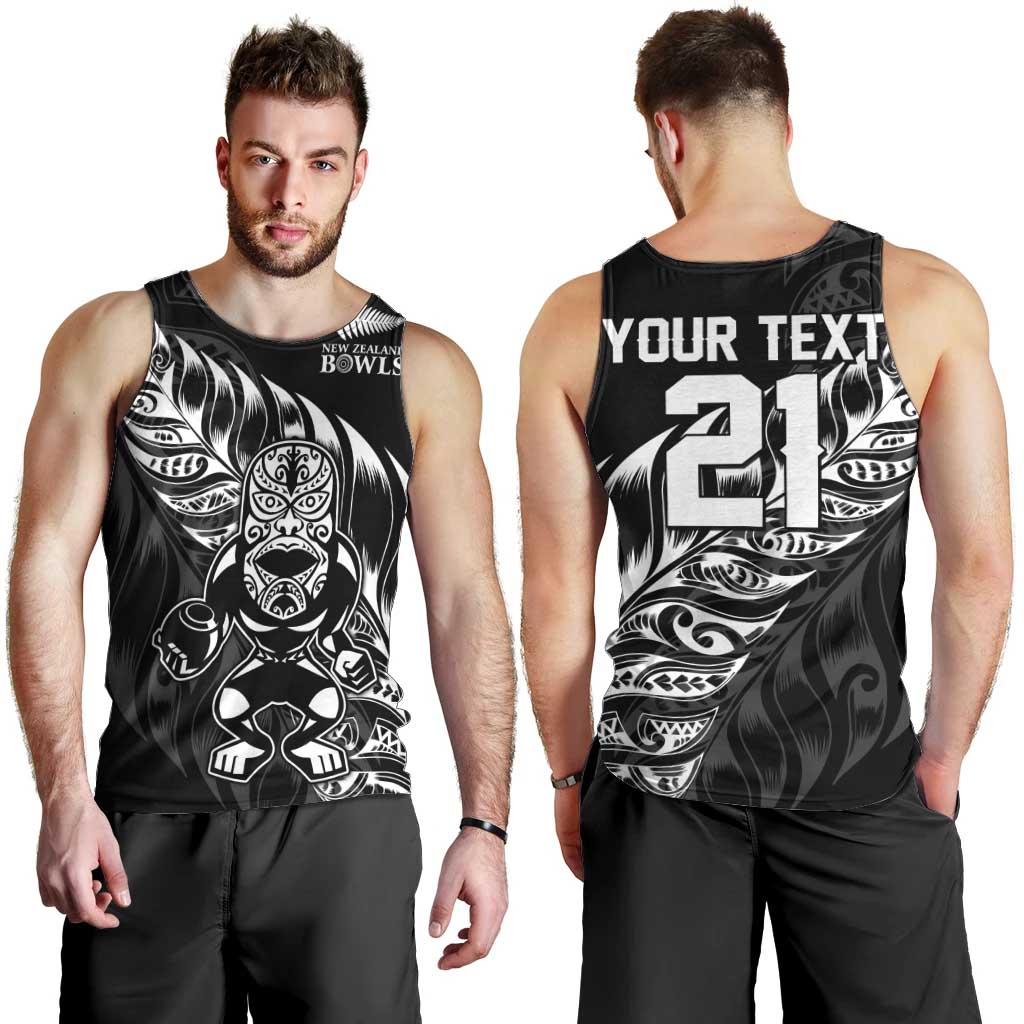 New Zealand Lawn Bowls Custom Men Tank Top Black Maori Warrior Tribal Silver Fern LT9 - Polynesian Pride