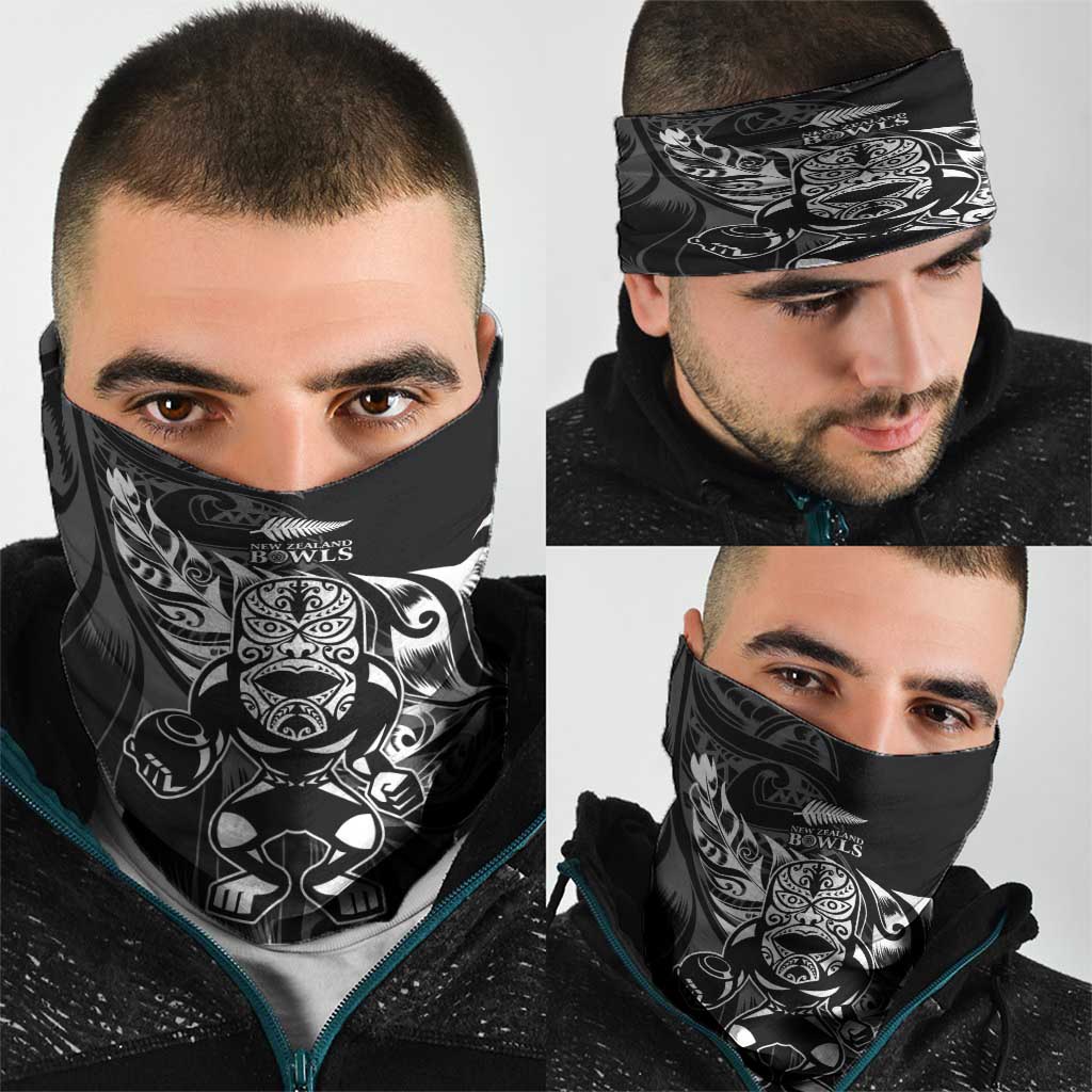 New Zealand Lawn Bowls Neck Gaiter Black Maori Warrior Tribal Silver Fern LT9 - Polynesian Pride