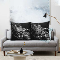 New Zealand Lawn Bowls Pillow Cover Black Maori Warrior Tribal Silver Fern LT9 - Polynesian Pride