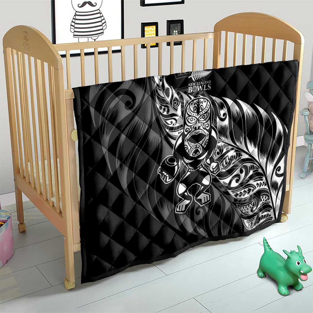 New Zealand Lawn Bowls Quilt Black Maori Warrior Tribal Silver Fern LT9 - Polynesian Pride