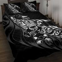 New Zealand Lawn Bowls Quilt Bed Set Black Maori Warrior Tribal Silver Fern LT9 Black - Polynesian Pride