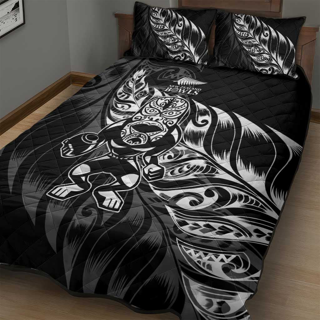 New Zealand Lawn Bowls Quilt Bed Set Black Maori Warrior Tribal Silver Fern LT9 - Polynesian Pride