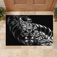 New Zealand Lawn Bowls Rubber Doormat Black Maori Warrior Tribal Silver Fern LT9 Black - Polynesian Pride