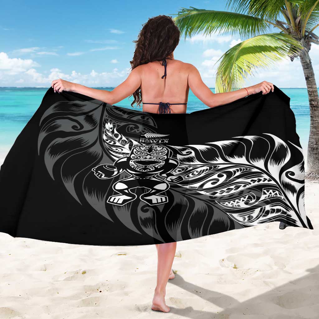 New Zealand Lawn Bowls Sarong Black Maori Warrior Tribal Silver Fern LT9 - Polynesian Pride