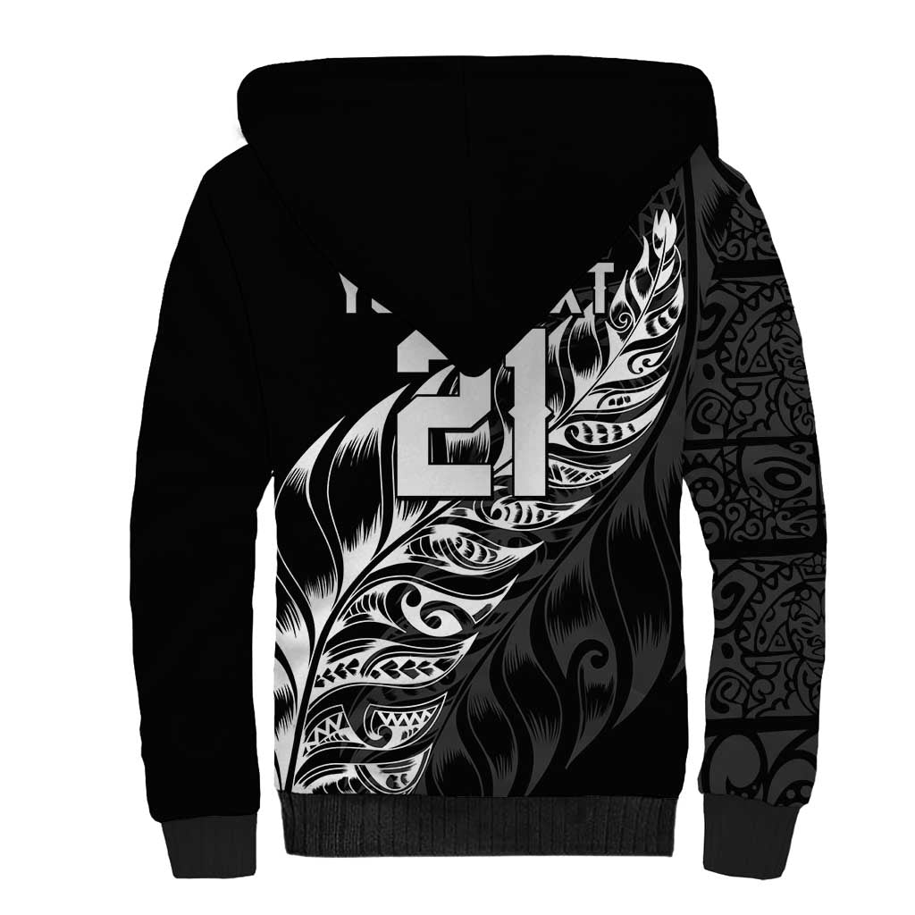 New Zealand Lawn Bowls Custom Sherpa Hoodie Black Maori Warrior Tribal Silver Fern LT9 - Polynesian Pride