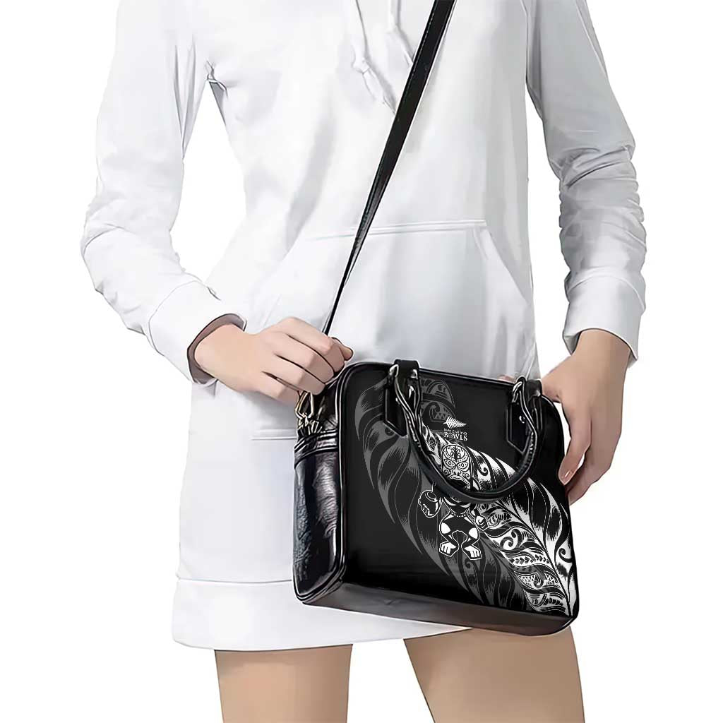 New Zealand Lawn Bowls Shoulder Handbag Black Maori Warrior Tribal Silver Fern LT9 - Polynesian Pride