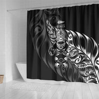 New Zealand Lawn Bowls Shower Curtain Black Maori Warrior Tribal Silver Fern LT9 - Polynesian Pride