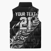 New Zealand Lawn Bowls Custom Sleeveless Puffer Jacket Black Maori Warrior Tribal Silver Fern LT9 - Polynesian Pride